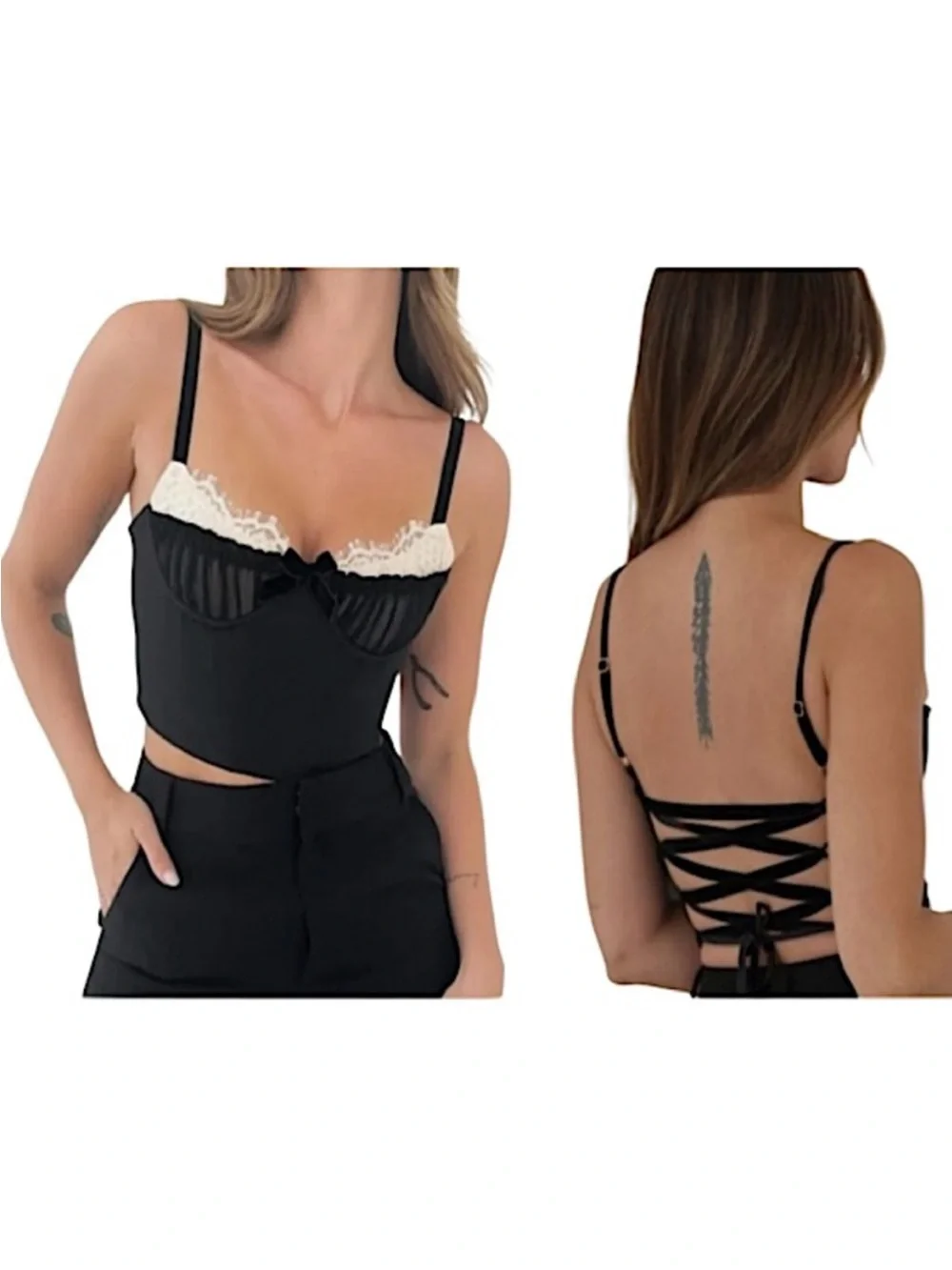 Rumored NWT Bardot Lace Up Corset Bustier Top Black Coquette/Balletcore Size XS - Picture 4 of 13
